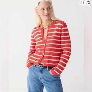 J. Crew Bold Red and White Striped Jacket